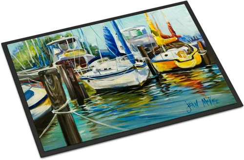 Miniatura 238 de Caroline's Treasures JMK1017JMAT - Tapete de caza de rana garza azul, 24 x 36 pulgadas, tapete para puerta delantera, interior y exterior