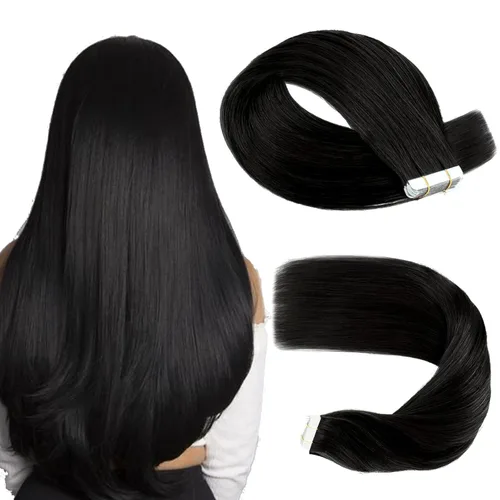 Miniatura 25 de Sassina Extensiones de Cabello Humano con Cinta Negro Azabache 12 Pulgadas 30g/paquete 20pcs Liso Sin Costuras Trama de Piel Extensiones de Cabello
