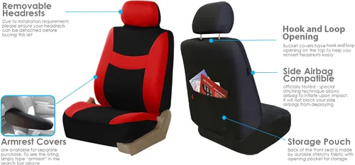 Miniatura 4 de FH Group Fundas para asiento de auto de tela ligera y fresca, juego de tres filas para 7 asientos - Compatible con bolsa de aire y asiento dividido