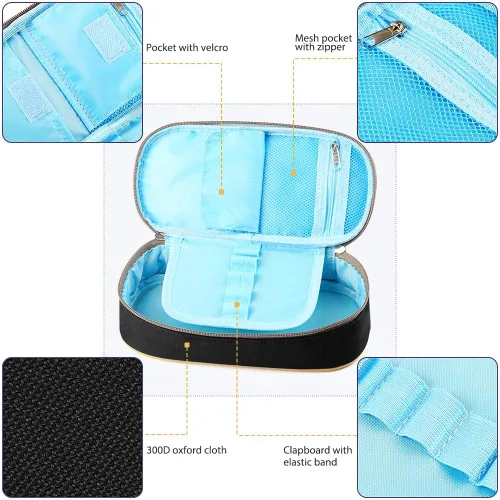 Miniatura 4 de Homecube Estuche para lápices de gran capacidad, impermeable, estuche Oxford para bolígrafos de maquillaje, bolsa de papelería duradera, soporte