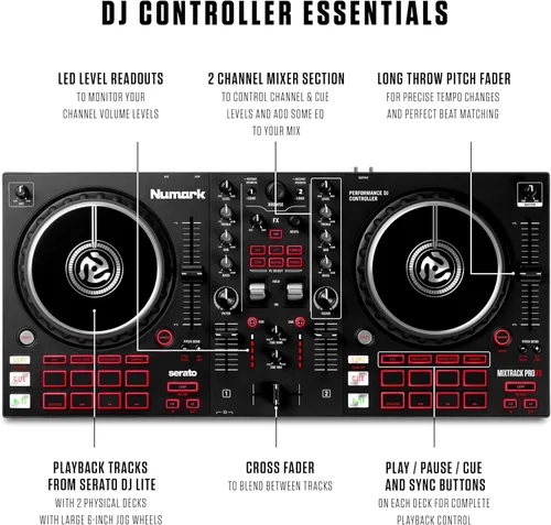 Miniatura 3 de Numark Mixtrack Pro FX Controlador Serato DJ con 2 cubiertas, mezclador, palas de efectos e interfaz de audio
