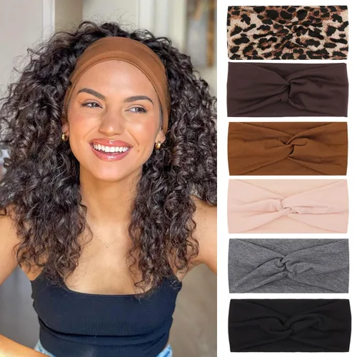 Miniatura 20 de XTREND 6 piezas de diademas para mujer, bandas elásticas cruzadas torcidas, diademas para yoga, entrenamiento, antideslizantes, suaves
