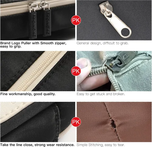 Miniatura 5 de QIANPA - Estuche organizador pequeño con cremallera, bolsa ligera estética, bolsa negra para hombres y mujeres
