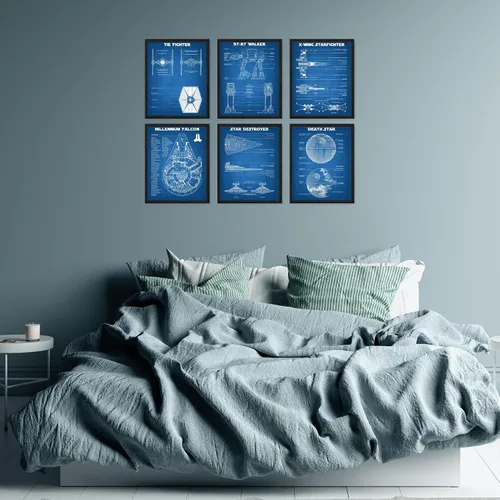Miniatura 4 de BigWig Prints Planos de Star Wars - Póster de Star Wars, decoración de pared de Starwars, pósteres de Starwars para paredes, estrella de la muerte