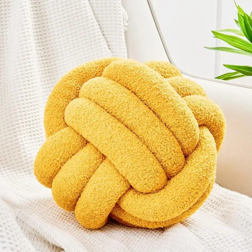 Uvvyui - Almohada de nudo en forma de bola, almohadas decorativas suaves para el hogar, cojín redondo de arrojo, almohada de felpa anudada hecha a