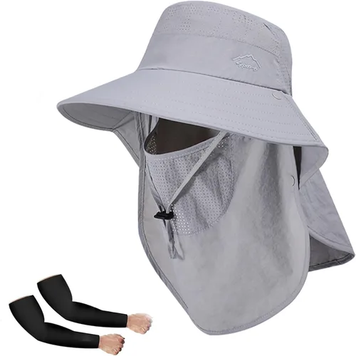 Miniatura 21 de Rosoz - Sombrero de sol para hombres y mujeres con solapa para el cuello, ala ancha, UPF50+, sombrero de pesca con cubierta facial desmontable