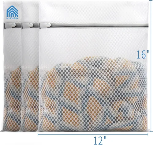 Miniatura 4 de Muchfun - 3 bolsas de lavandería duraderas de malla tipo panal para ropa delicada, 12 x 16 pulgadas (3 medianas) 3M US
