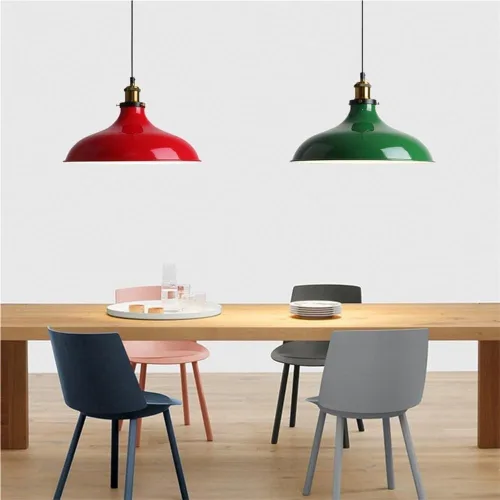 Lámparas colgantes modernas y simples, iluminación colgante de techo con pantalla de metal verde vintage de mediados de siglo, lámpara de granja