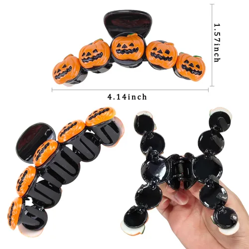 Miniatura 4 de Pinzas para el pelo de calabaza de Halloween, bonito diseño para cabello grueso, accesorios antideslizantes para mujeres y niñas