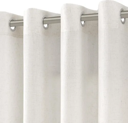 Miniatura 36 de Cortinas de lino beige de abedul de 84 pulgadas de largo para sala de estar, cortina semitransparente filtrante de luz de lujo, decoración moderna