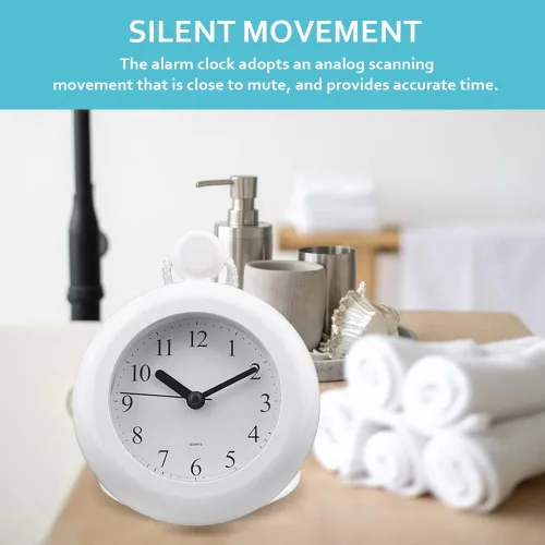 Miniatura 7 de Reloj analógico de baño, reloj de cuarzo compacto de 4.72 pulgadas con movimiento silencioso, colgar o poner, plástico ABS, requiere 1 batería AA
