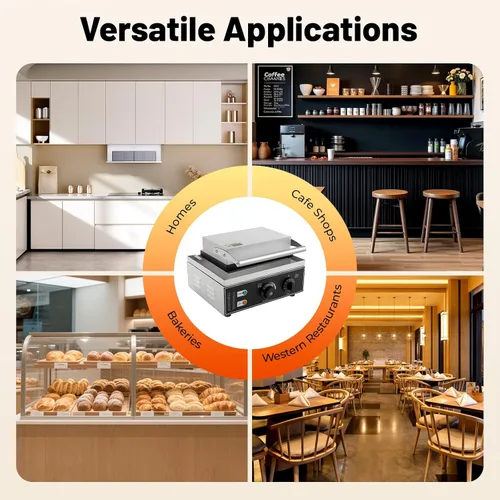 Miniatura 7 de Máquina eléctrica de donas, 12 agujeros, máquina comercial de donas de 110 V, 1500 W, calefacción de doble cara, antiadherente, eléctrica, mini