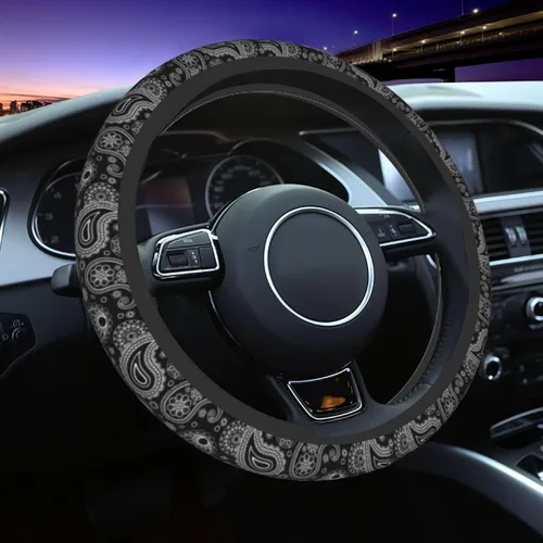 Miniatura 17 de Funda para volante con estampado de huellas de pata de cachorro gris dorado, accesorios de coche lindos para mujeres y niñas, femenino, universal