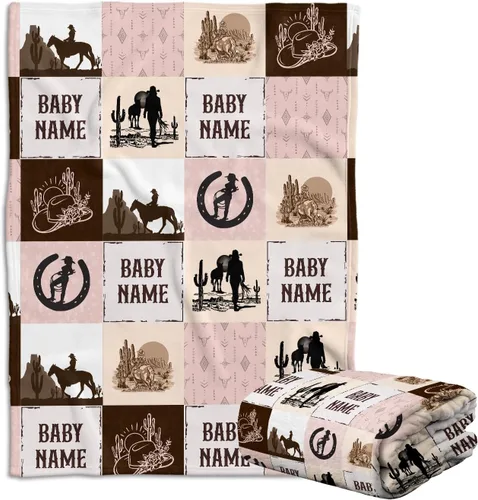 Miniatura 21 de Manta de bebé occidental para niña, manta de bebé occidental, mantas de bebé personalizadas, manta de bebé vaquero con nombre, mantas de bebé Chica