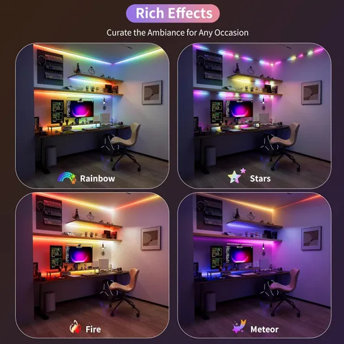 Miniatura 2 de PAUTIX Luces LED sin puntos, Tiras de Luces LED RGB Smart IC COB Direccionables 16.4ft, Certificadas UL 24V Efectos de Persecución Cinta Flexible
