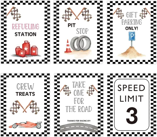 Miniatura 13 de Speed Limit 1 - Decoración de Cumpleaños de Coche de Carreras, Decoraciones de Fiesta de Primer Cumpleaños 6PCS Letreros de Pared para Bebé de 1 Año