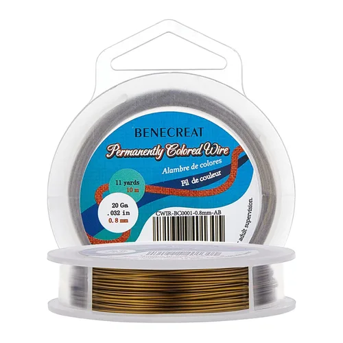 Miniatura 52 de BENECREAT Alambre de cobre para cuentas de joyería de calibre 18, resistente al deslustre, alambre de metal de bronce antiguo para hacer joyas