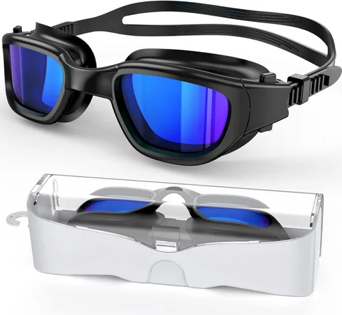 Miniatura 12 de Gafas de natación polarizadas, gafas de natación unisex para adultos, antivaho, anti UV, vista amplia, gafas de piscina para hombres y mujeres