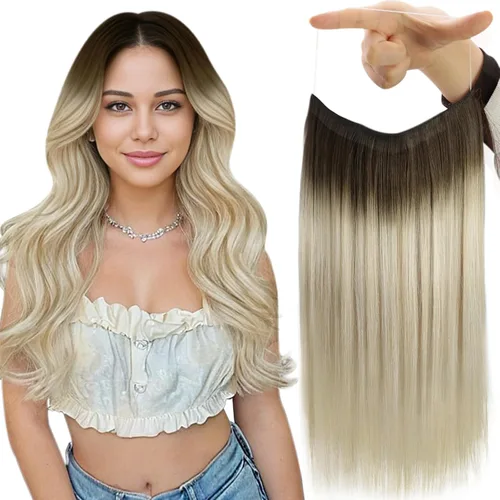 Miniatura 43 de Fshine - Extensiones de cabello humano con clip, de 16 pulgadas, con clip, color marrón chocolate, mezcla de rubio caramelo, extensiones de cabello