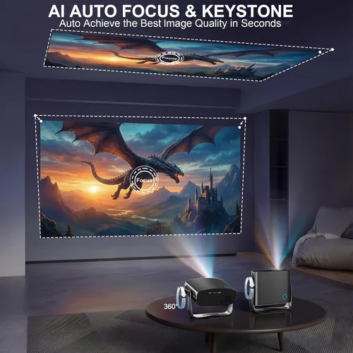 Miniatura 5 de Compatible con Netflix y Native 1080P: proyector inteligente con WiFi y Bluetooth, proyector de cine en casa compatible con 4K
