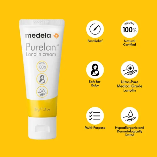 Miniatura 3 de Medela Purelan - Crema para pezones de lanolina, alivio rápido para los pezones doloridos y la piel seca durante la lactancia, segura para amamantar