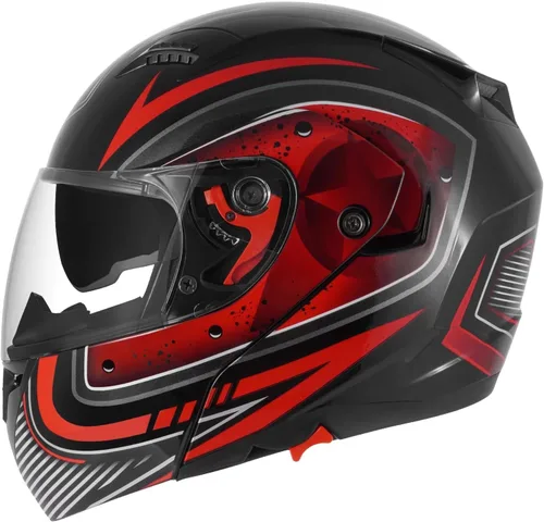 Miniatura 7 de DOT Approved Modular Flip-Up Dual Visor Motorcycle Full Face Helmet for Adults Men & Women with 2 Removable Visors (1 Clear + 1 Tinted)，Suitable for