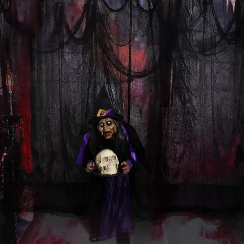 Miniatura 6 de Niurui Tela espeluznante negra de Halloween de 315 x 79 pulgadas, decoración espeluznante de Halloween para casas encantadas, suministros de fiesta