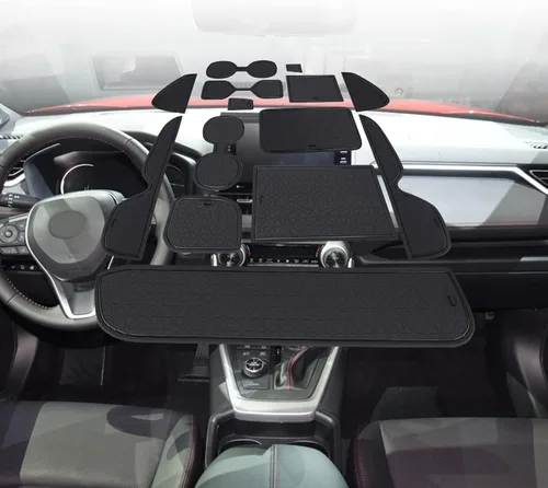 BIXUAN RAV4 2024 - Tapete de ranura para puerta, accesorios compatibles con RAV4 2019-2023 2024 Alfombrilla de goma antideslizante para portavasos