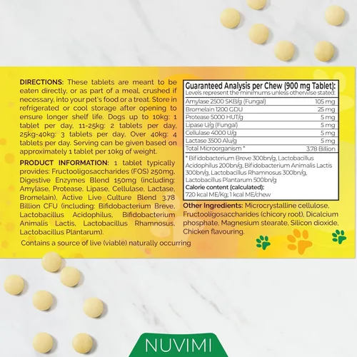 Miniatura 9 de Probióticos para perros – Comprimidos probióticos y prebióticos para perros – Suplemento de apoyo digestivo para la salud intestinal, alivio