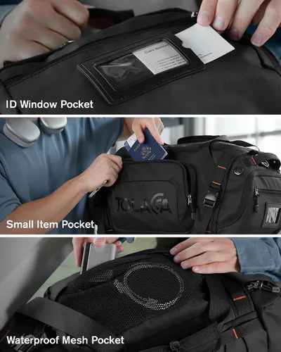 Miniatura 6 de Tolaccea Mochila deportiva con funda independiente para laptop para hombre y mujer, Negro, Opciones de transporte 3 en 1 mochila, mano y bandolera