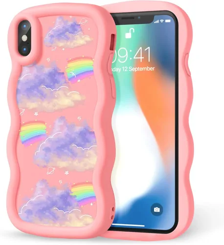 Miniatura 69 de Compatible con iPhone SE/8/7 Funda para Mujeres y Niñas, Marco Ondulado Rizado con Patrón Lindo, Estética Delgada Suave Silicona TPU Parachoques