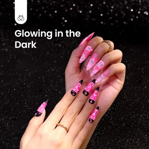 Miniatura 2 de Beetles - Esmalte de uñas de gel rosa intenso, esmalte de gel rosa luminoso de 0.5 onzas líquidas que brilla en la oscuridad rosa para verano, B