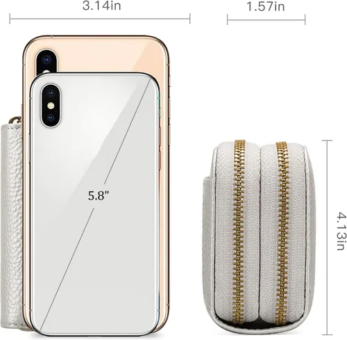 Miniatura 2 de GOIACII Cartera pequeña de cuero genuino para mujer, con bloqueo RFID para tarjetas de crédito