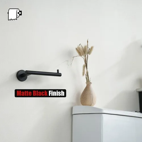 Miniatura 4 de JQK Soporte de papel higiénico negro, dispensador de papel higiénico de acero inoxidable 304 de 5 pulgadas de grosor de 0.032 in, montaje en pared