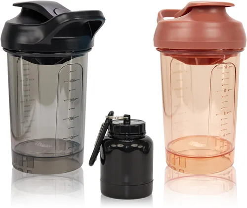 Miniatura 11 de Botella mezcladora de proteínas de 20 onzas, vasos mezcladores de proteínas a prueba de fugas para gimnasio, fitness y suplementos, material PETG