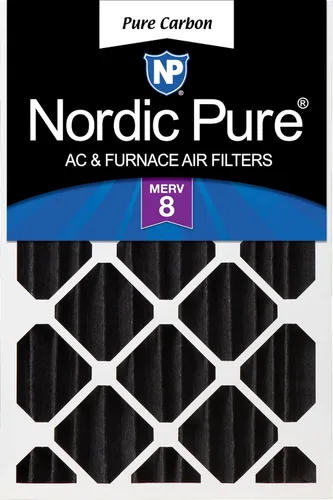 Nordic Pure 20x20x4 (tamaño real: 19 1/2 x 19 1/2 x 3 5/8) Filtro de aire plisado de carbón puro para reducción de olores MERV 8 para estufa,