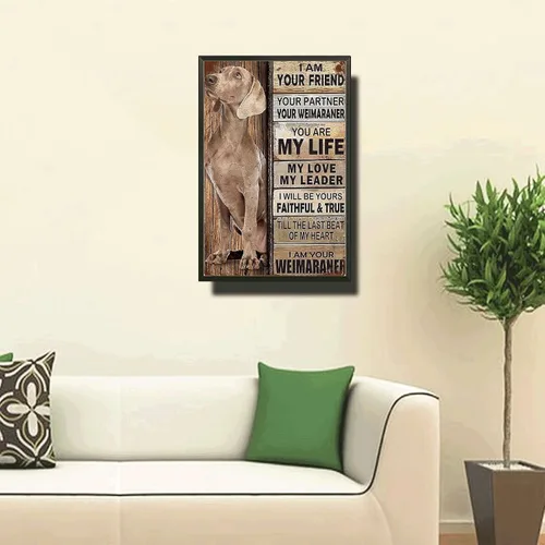 Miniatura 2 de Letrero de Metal Signo de Lata Arte de Pared Vintage Soy Tu Amigo Regalo para Amantes del Weimaraner Arte de Pared Vintage Impresiones