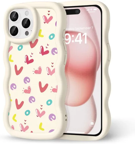 Miniatura 135 de Compatible con iPhone SE/8/7 Funda para Mujeres y Niñas, Marco Ondulado Rizado con Patrón Lindo, Estética Delgada Suave Silicona TPU Parachoques