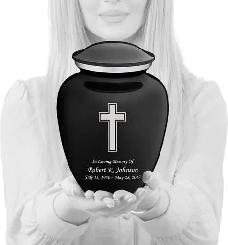 Miniatura 11 de Geturns Embrace - Urnas de cremación cruzadas personalizadas para adultos para cenizas humanas, urna funeraria grande negra para mujeres y hombres