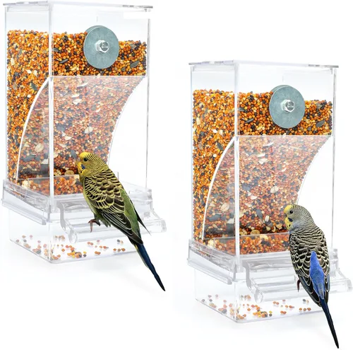 Miniatura 11 de Rypet Comedero Automático para Pájaros Sin Desorden Contenedor de Comida Transparente Jaula Comedero de Acrílico para Loros Accesorios para Pájaros