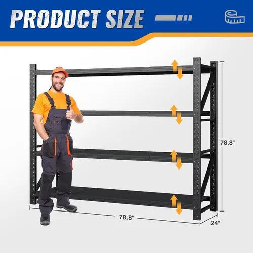 Miniatura 2 de BYNSOE Estantes de Almacenamiento de 78.8" de Ancho 7000lbs Estantería Metálica para Garaje de Servicio Pesado Estantes de Garaje Ajustables