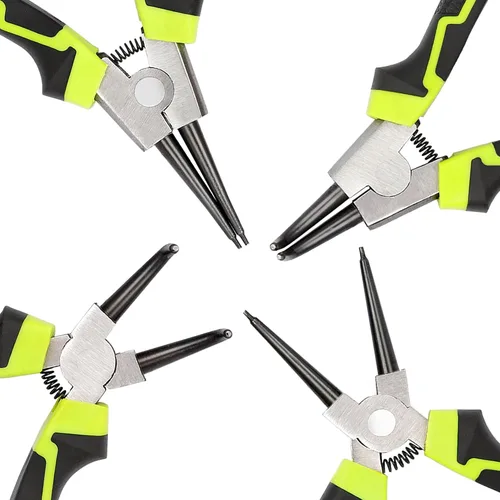 Miniatura 8 de FASTPRO - Juego de alicates de anillo de presión de 4 piezas de 7 pulgadas, kit de alicates de clip interno y externo con mandíbula recta/doblada