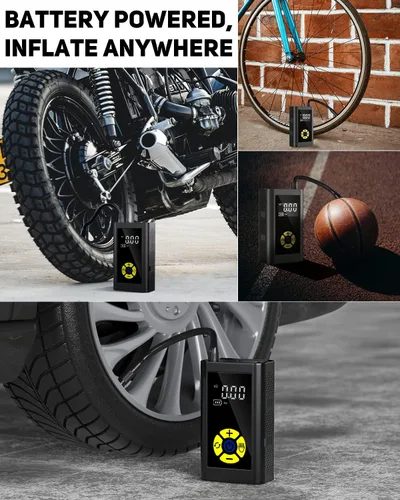 Miniatura 5 de LAMONKE Inflador de neumáticos portátil de 150 PSI, compresor de aire recargable para automóviles, bicicletas, motocicletas, pelotas, con luz LED