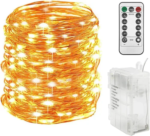Miniatura 7 de Twinkle Star - Cadena de luces de hadas, 100 LED de 33 pies, funciona con pilas, impermeables con control remoto, temporizador y 8 modos