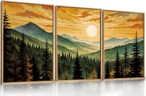 Miniatura 17 de LHIUEM Gran Arte de Pared de Lienzo Abstracto Marrón Gris Enmarcado, Decoración de Pared en Toques de Pincel Pastel, Pintura de Pared Moderna