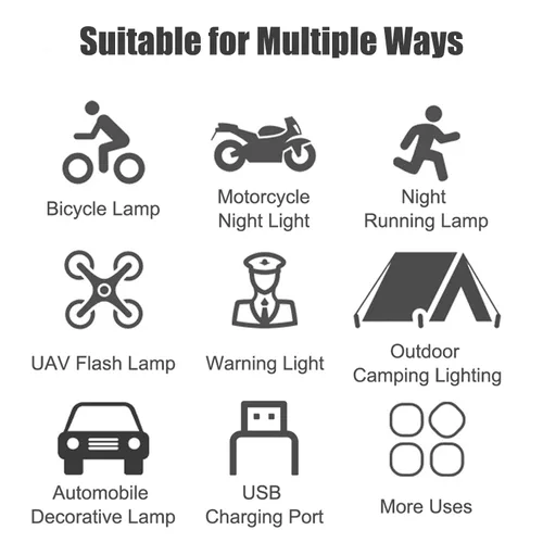Miniatura 6 de Mini luces USB recargables 7 colores LED luces de carretera luz de emergencia alto brillo IP68 impermeable montar anticolisión luz de señal nocturna