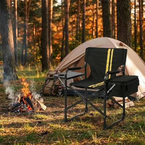 Miniatura 6 de Black Light Weight Camping Directors Chair for Camping Aluminum Frame and Oxford Fabric Supports 300 lbs, Foldable and Portable, with Side Cooler