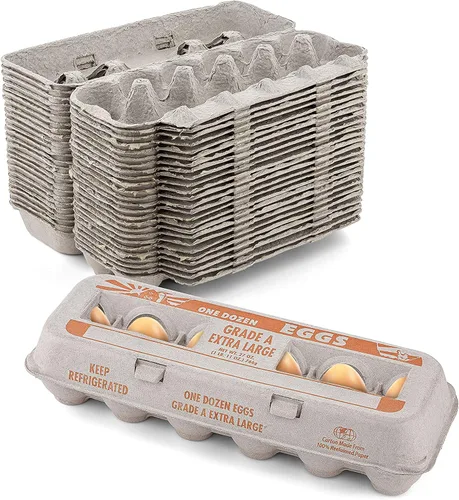 Miniatura 10 de MT Products - Cartones de huevos vacíos impresos con capacidad para hasta doce huevos, 1 docena grande, caja de huevos de papel de pulpa natural