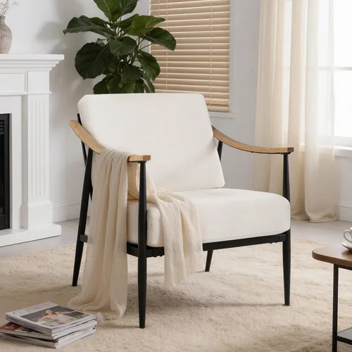 Miniatura 16 de RNKSFX Silla decorativa moderna para sala de estar, dormitorio, sillón de mediados de siglo, silla tapizada para oficina, cómoda silla de espera