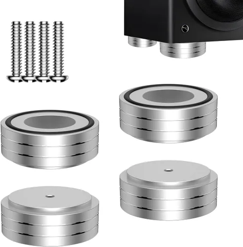 Viborg Pies de soporte de altavoz de alta fidelidad, 2.283 x 0.866 in, 4 pies de aislamiento, aislador, amortiguador de choque con anillo de goma y